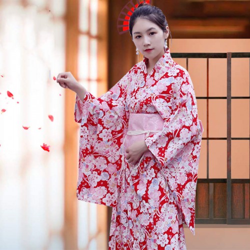 Women Japanese kimono dresses yukata cos anime photo performance costume traditional Sakura kimono female formal wear